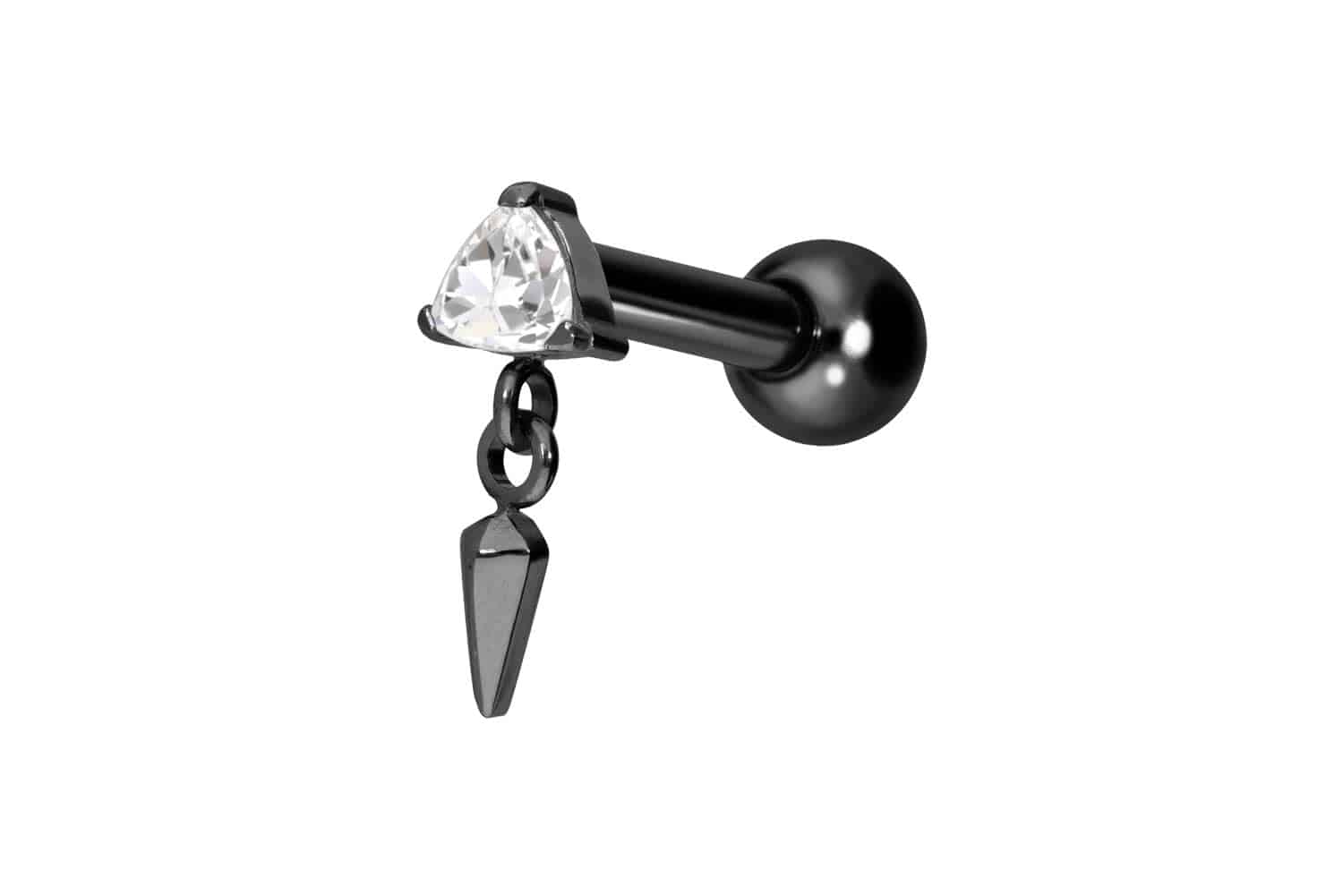 Titan Ohrpiercing mit Innengewinde KRISTALLDREIECK + SPITZE